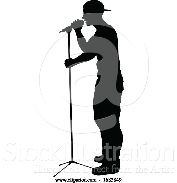 Vector Illustration of Singer Pop Country or Rock Star Silhouette