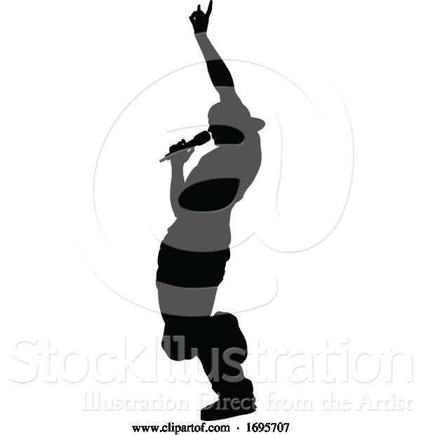 Vector Illustration of Singer Pop Country or Rock Star Silhouette