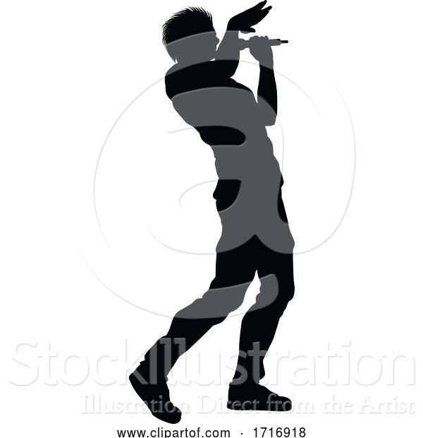 Vector Illustration of Singer Pop Country or Rock Star Silhouette