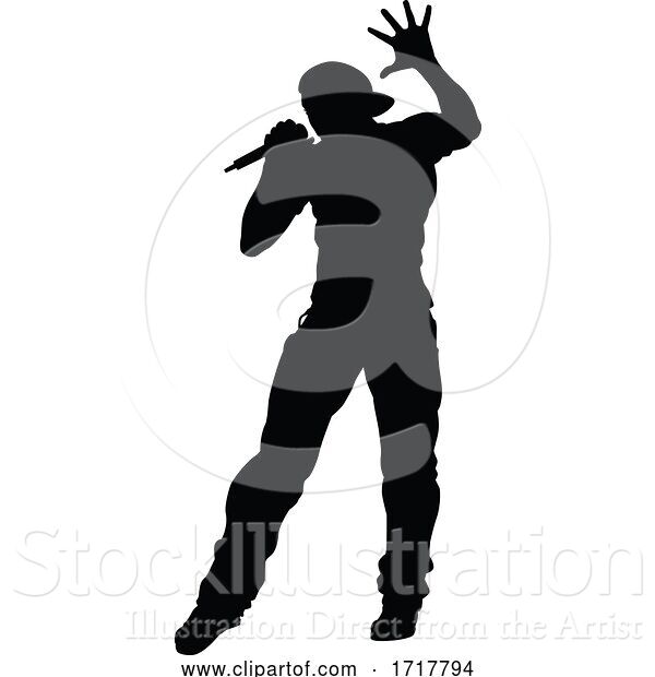 Vector Illustration of Singer Pop Country or Rock Star Silhouette