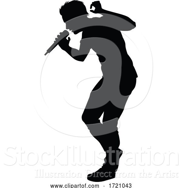 Vector Illustration of Singer Pop Country or Rock Star Silhouette