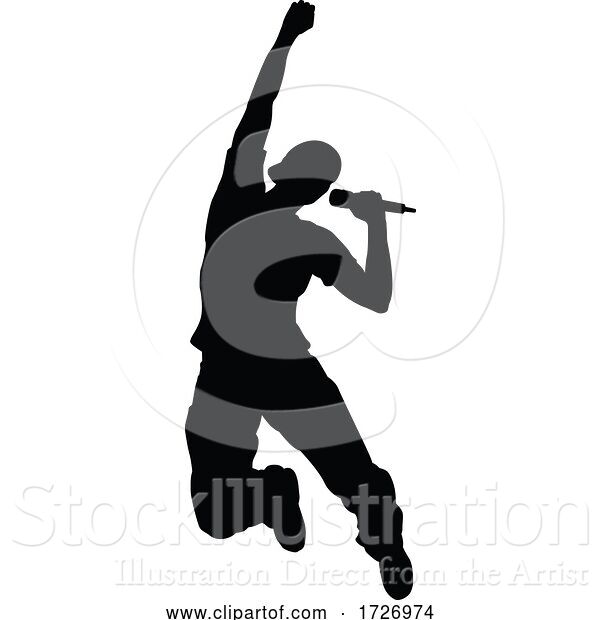 Vector Illustration of Singer Pop Country or Rock Star Silhouette