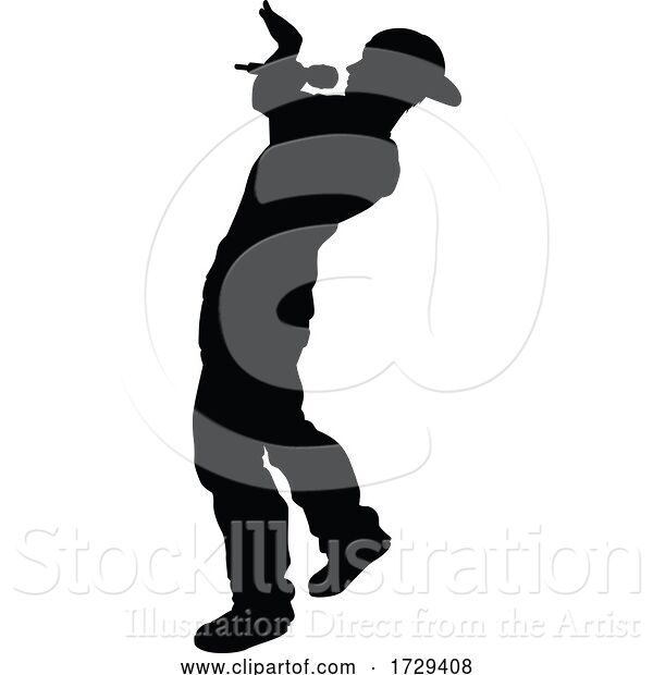 Vector Illustration of Singer Pop Country or Rock Star Silhouette