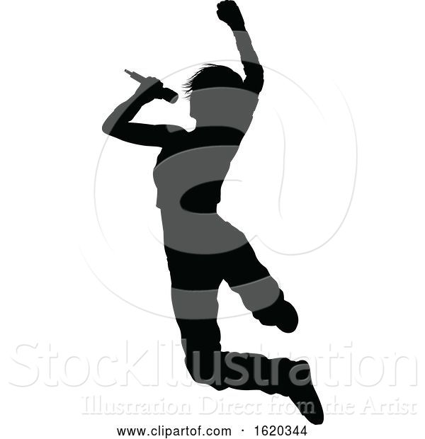 Vector Illustration of Singer Pop Country or Rock Star Silhouette Lady