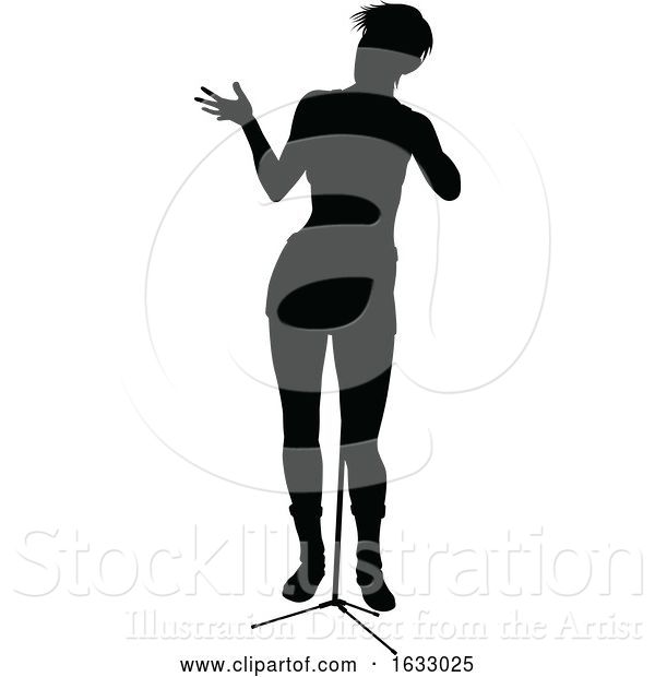 Vector Illustration of Singer Pop Country or Rock Star Silhouette Lady