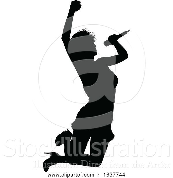 Vector Illustration of Singer Pop Country or Rock Star Silhouette Lady