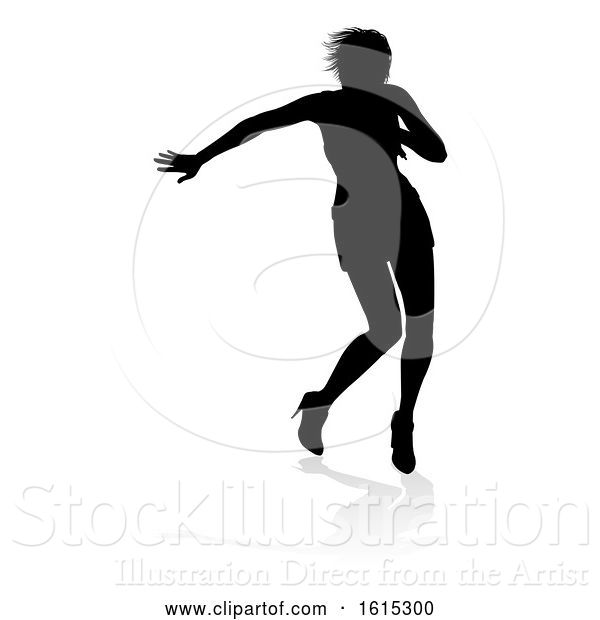 Vector Illustration of Singer Pop Country or Rock Star Silhouette Lady, on a White Background