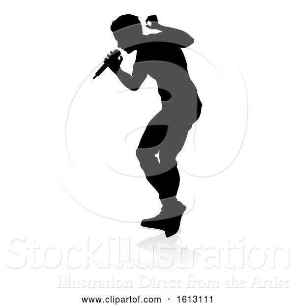 Vector Illustration of Singer Pop Country or Rock Star Silhouette, on a White Background