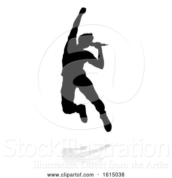 Vector Illustration of Singer Pop Country or Rock Star Silhouette, on a White Background