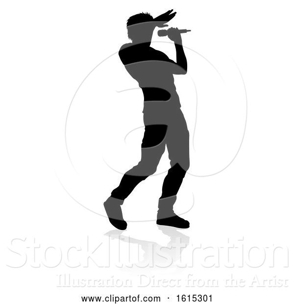 Vector Illustration of Singer Pop Country or Rock Star Silhouette, on a White Background