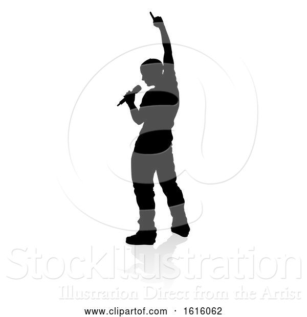 Vector Illustration of Singer Pop Country or Rock Star Silhouette, on a White Background