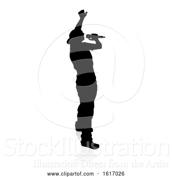 Vector Illustration of Singer Pop Country or Rock Star Silhouette, on a White Background