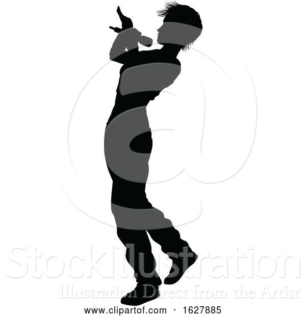 Vector Illustration of Singer Pop Hiphop or Rock Star Silhouette Lady