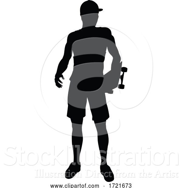 Vector Illustration of Skateboarder Skater Silhouette