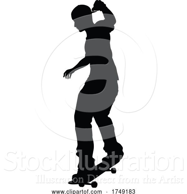 Vector Illustration of Skateboarder Skater Silhouette
