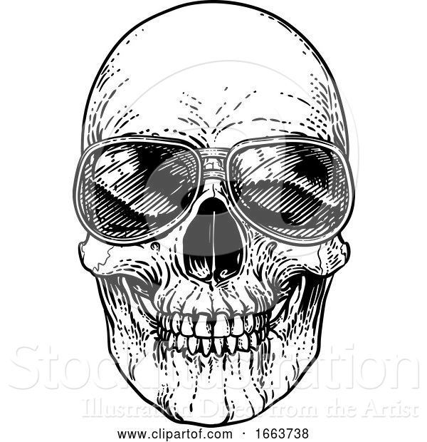 Vector Illustration of Skull Cool Sunglasses Skeleton in Shades