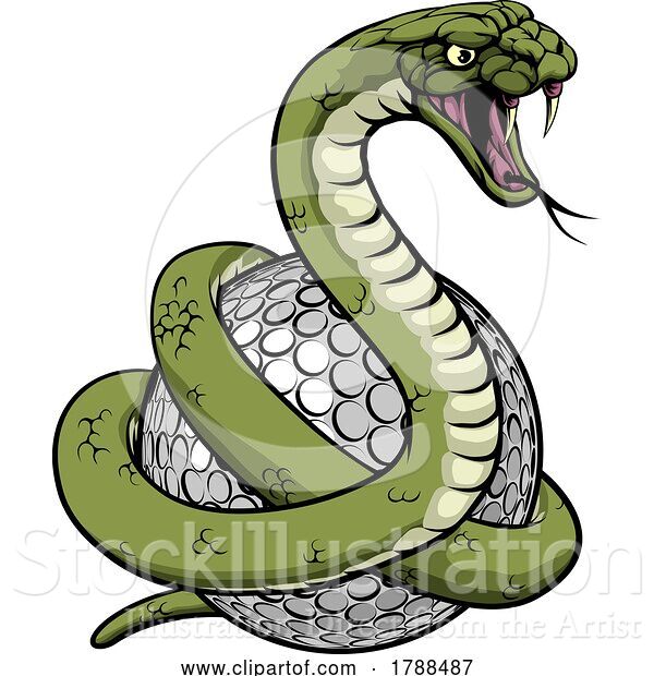 Vector Illustration of Snake Golf Ball Animal Sports Team Mascot
