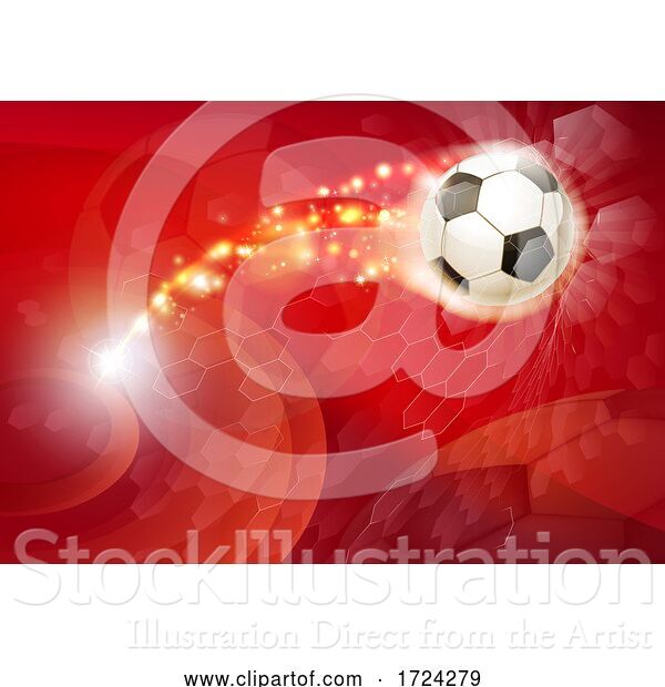 Vector Illustration of Soccer Football Ball Abstract Red Background