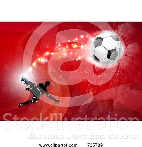 Vector Illustration of Soccer Silhouette Abstract Football Red Background