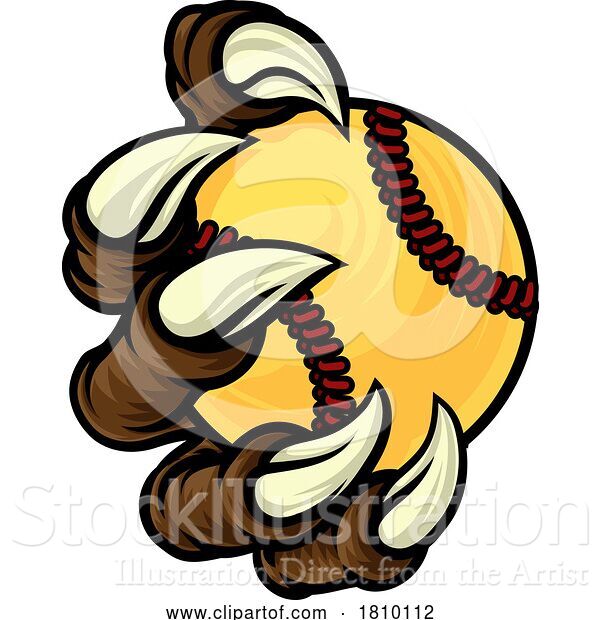Vector Illustration of Softball Ball Claw Monster Animal Hand