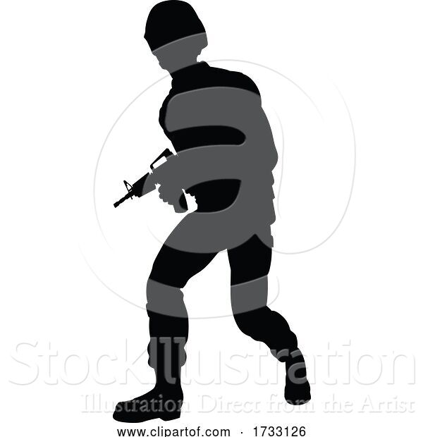 Vector Illustration of Soldier Detailed High Quality Silhouette