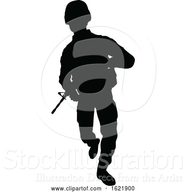 Vector Illustration of Soldier Detailed Silhouette