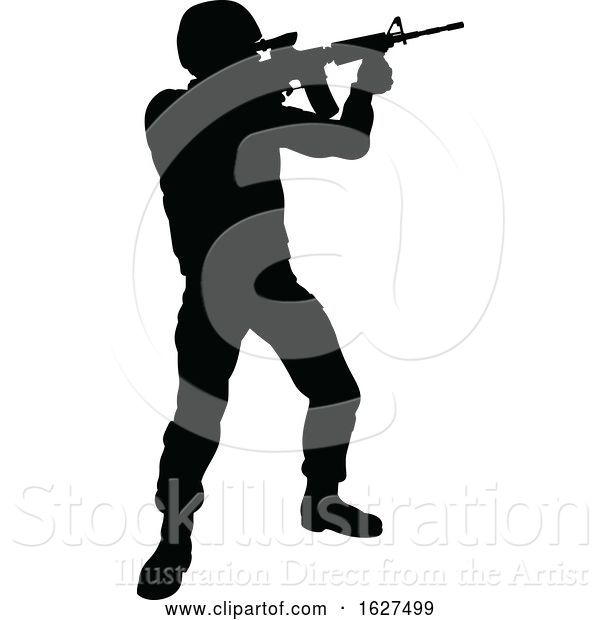 Vector Illustration of Soldier Detailed Silhouette