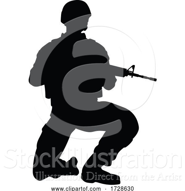Vector Illustration of Soldier High Quality Silhouette