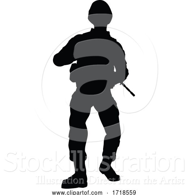 Vector Illustration of Soldier Silhouette