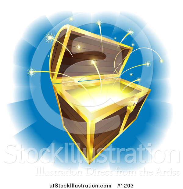 Vector Illustration of Sparks Flying from a Treasure Chest