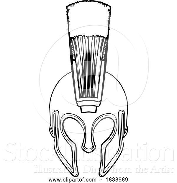 Vector Illustration of Spartan Gladiator Roman Trojan Warrior Helmet