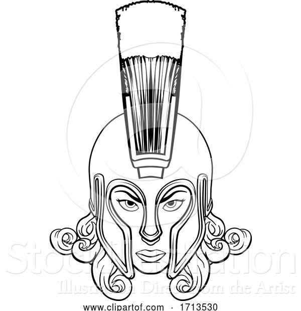 Vector Illustration of Spartan Trojan Athena Britannia Lady Warrior