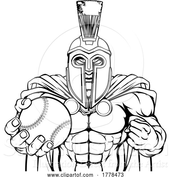 Vector Illustration of Spartan Trojan Baseball Sports Mascot