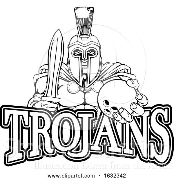 Vector Illustration of Spartan Trojan Bowling Sports Mascot