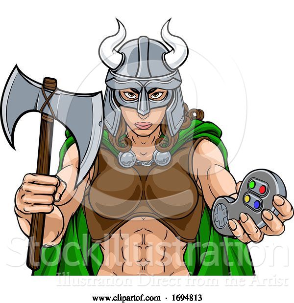 Vector Illustration of Spartan Trojan Female Warrior Gamer Lady