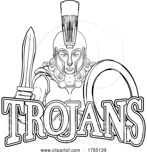Vector Illustration of Spartan Trojan Female Warrior Gladiator Lady