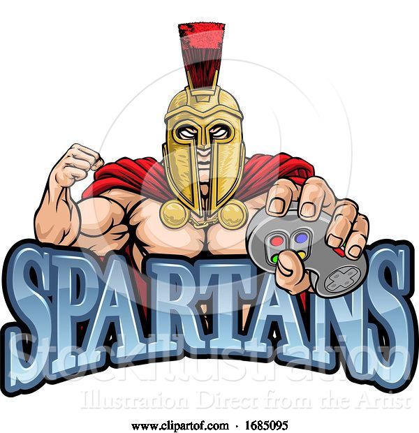 Vector Illustration of Spartan Trojan Gamer Gladiator Controller Mascot