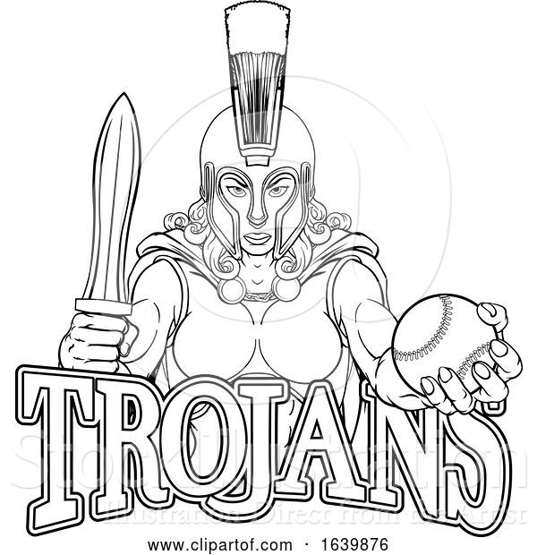 Vector Illustration of Spartan Trojan Gladiator Baseball Warrior Lady