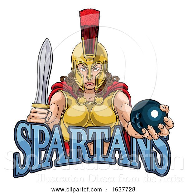 Vector Illustration of Spartan Trojan Gladiator Bowling Warrior Lady