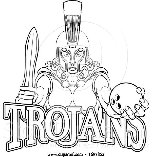 Vector Illustration of Spartan Trojan Gladiator Bowling Warrior Lady