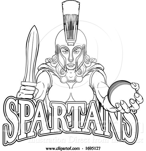 Vector Illustration of Spartan Trojan Gladiator Cricket Warrior Lady