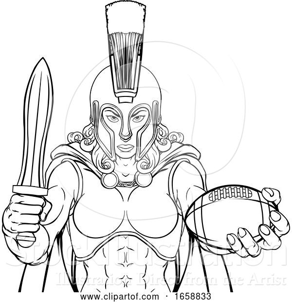 Vector Illustration of Spartan Trojan Gladiator Football Warrior Lady