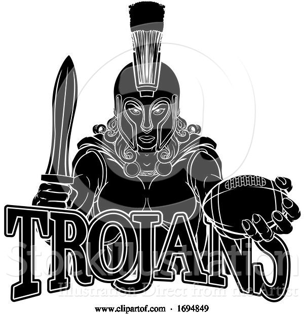 Vector Illustration of Spartan Trojan Gladiator Football Warrior Lady