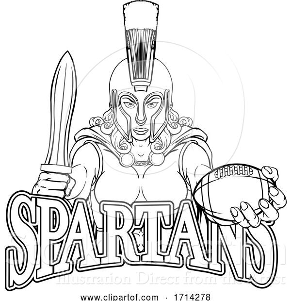 Vector Illustration of Spartan Trojan Gladiator Football Warrior Lady