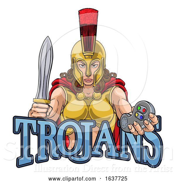 Vector Illustration of Spartan Trojan Gladiator Gamer Warrior Lady