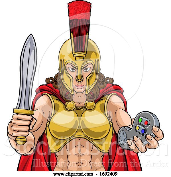 Vector Illustration of Spartan Trojan Gladiator Gamer Warrior Lady