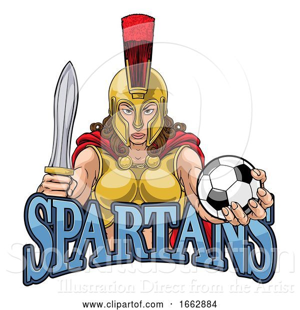 Vector Illustration of Spartan Trojan Gladiator Soccer Warrior Lady