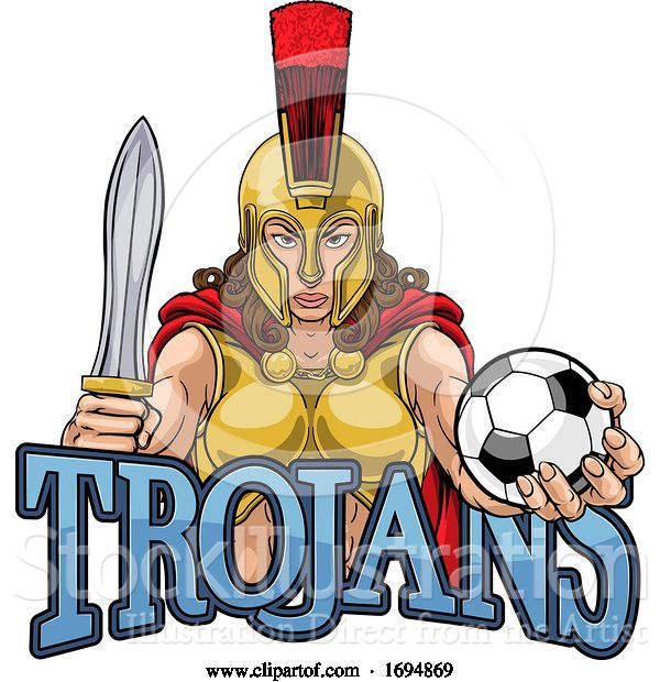 Vector Illustration of Spartan Trojan Gladiator Soccer Warrior Lady