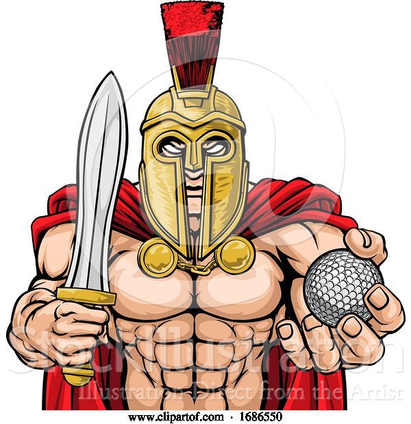 Vector Illustration of Spartan Trojan Golf Sports Mascot