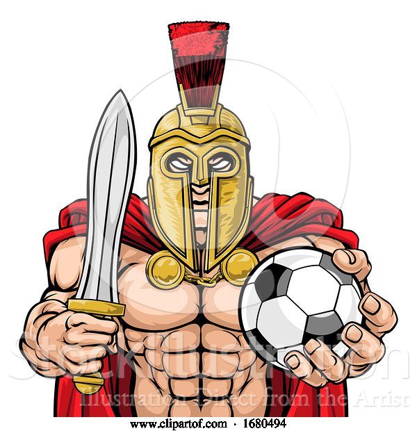 Vector Illustration of Spartan Trojan Soccer Football Sports Mascot